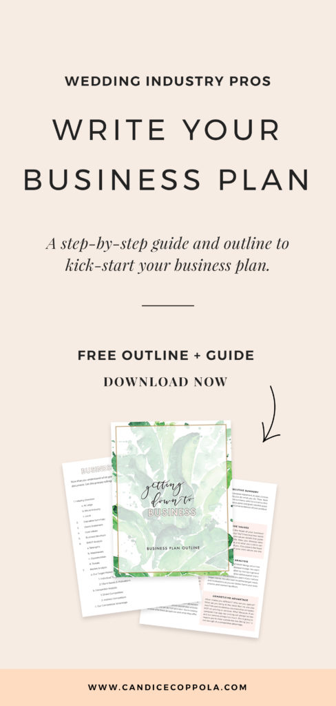 Looking to revamp your strategy for your wedding industry business? My business plan template helps wedding planners, wedding designers, wedding photographers, wedding stationery peeps and more write a business plan quickly.
