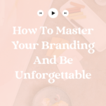 Promotional graphic for a branding webinar titled "How to Master Your Branding in the Wedding Industry and Be Unforgettable," featuring insights from Nicole Yang, with play buttons and artistic supplies in the