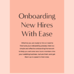 Promotional image for an article titled "onboarding new hires," focused on how to onboard new team members in a wedding planning business, with a link to read more.