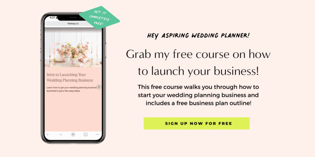 Free course on starting a wedding planning business.