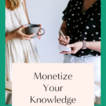 Two women discussing how to monetize your knowledge using the Flodesk checkout feature.