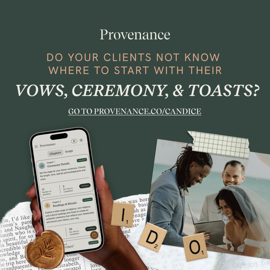 Do your clients know where to start with vows, ceremony & toasts by Steven Greitzer?