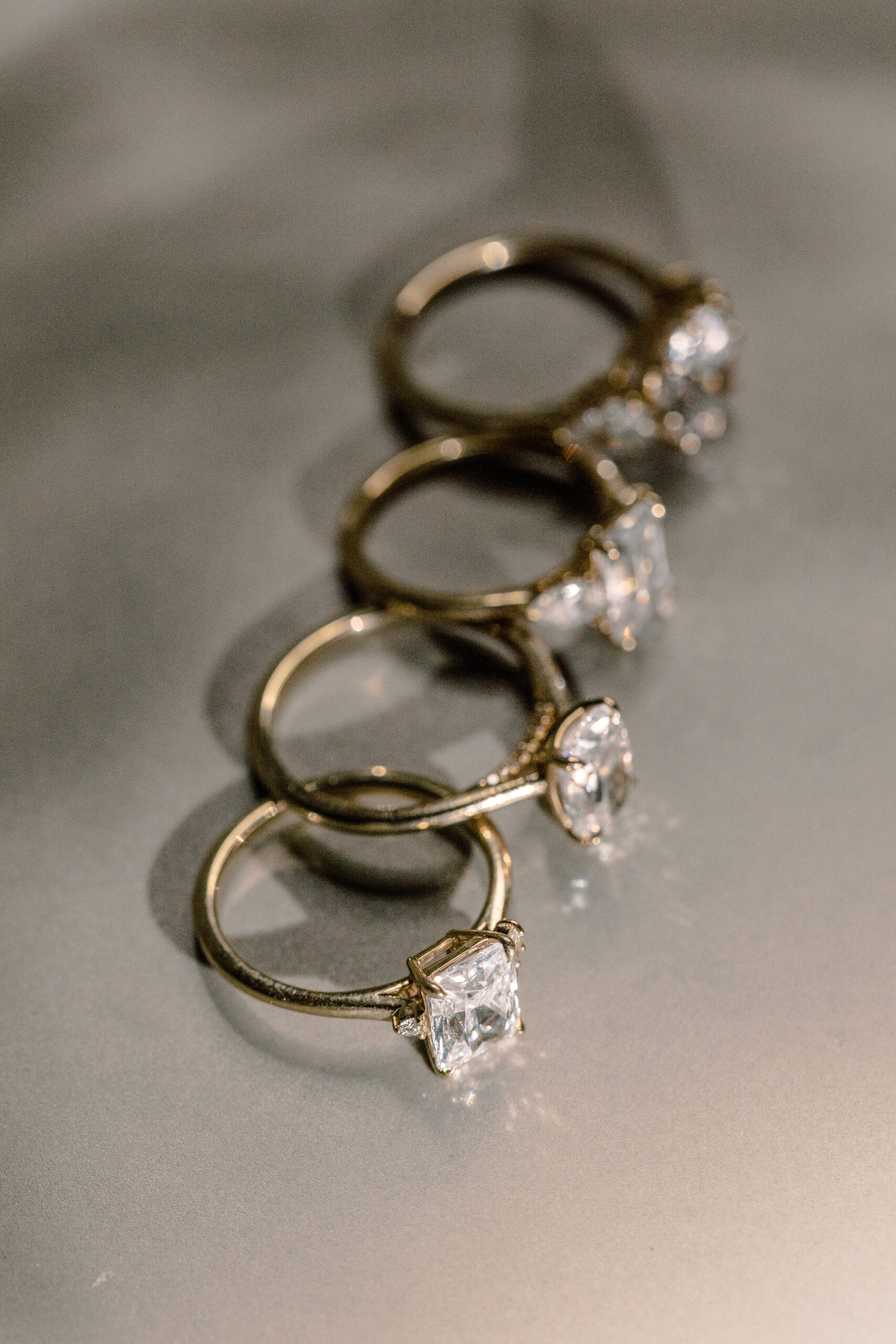 Four diamond rings stacked on top of each other, perfect for the wedding season.