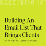 A green book cover titled "Building An Email List That Brings Clients" with a subheading "Stop Just Collecting Emails and Start Building an Email List!" and the website www.candicecoppola.com at the bottom.