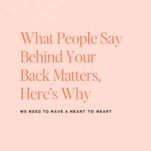A promotional graphic with text: "What People Say Behind Your Back Matters, Here’s Why. We need to have a heart-to-heart about reputation. The Power in Purpose podcast. New episode" on a pink background.