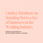 Promotional graphic for "The Power in Purpose" podcast featuring Lindsey Kleidman discussing differentiation in the wedding industry, with a spotlight on Wildflower Events & Design.