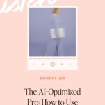 A blurred person in blue holding a laptop is shown in a media player frame above the text "Episode 189: The AI-Optimized Pro: How to Use ChatGPT in Your Wedding Business Without Losing Your Voice.