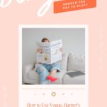 A person sits on a couch reading a newspaper with bright red heels visible; text highlights how features in the wedding industry and major magazines can elevate a wedding brand.