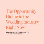 Peach background with text: "The Opportunity Hiding in the Wedding Industry Right Now. Discover the opportunities in the wedding industry smart pros are leaning into for 2026." Banner reads "New Episode.