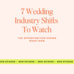 A promotional graphic for a podcast episode titled "7 Wedding Industry Shifts to Watch" with a subtitle "The Opportunities in the Wedding Industry Hiding Right Now" and a banner reading "New Episode".