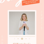 A woman in a white blazer smiles at her phone. Text reads: “If I Wanted to Go From $100K to 250K as a Wedding Pro in 12 Months, Here’s What I’d Do.” “binge it” appears at the top.