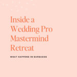 Graphic promoting a podcast episode titled "Inside a Mastermind Retreat for Wedding Pros: What Happens in Barbados" from "The Power in Purpose" series, with a banner reading "New Episode.