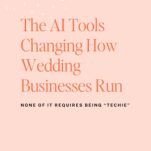 Promotional graphic for "The Power in Purpose" podcast episode about AI tools transforming wedding businesses, with the tagline, "None of it requires being 'techie'.
