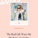 A woman wearing sunglasses and a light jacket stands in front of a wall covered with colorful notes, promoting a podcast episode about using Claude to improve wedding businesses.