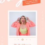 A woman in a bright coral suit smiles and holds her head, with text stating “The Real Reason Successful Wedding Pros Burn Out” and “It’s time to get some audacity”—essential insight for anyone growing a six-figure wedding business.