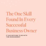 Peach background with text: “The One Skill Found In Every Successful Business Owner (including successful wedding business owners). It has nothing to do with time management. The Power in Purpose podcast.” Green banner reads “New Episode.”.