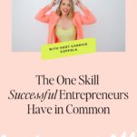 A smiling woman in a bright jacket holds headphones. Text reads: The One Skill Successful Entrepreneurs—and Successful Wedding Business Owners—Have in Common. With host Candice Coppola. Listen now.