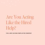 Peach background with text: “Are You Acting Like the Hired Help? You are giving employee energy” and “The Power in Purpose” podcast branding, highlighting the idea that when you let wedding clients walk all over you, you diminish your own authority.