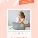 Woman sitting at a desk with a laptop, smiling, with text overlay: “It’s Getting Much Harder to Run a Wedding Business” and “It’s Not About Working Harder.” Stay ahead of the latest wedding industry trends and discover what’s really driving change in the wedding planning industry.