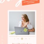 Smiling woman sits at a desk with a laptop and notebook, with text below: “Stop Charging Less Because You Make It Look Easy.” Graphics read “binge it” and “effortless is the outcome.” The message reminds those offering wedding services that your pricing should reflect the true value you bring to clients—even if you make it seem effortless.