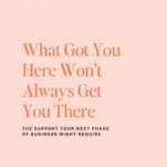 Podcast graphic for The Power in Purpose with Candice Coppola titled “What Got You Here Won’t Always Get You There,” exploring business growth and the support required for your next phase.